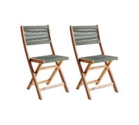 Beliani Set Of 2 Garden Chairs Prossedi Folding Acacia Wood Green