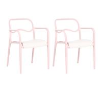Beliani Set Of 2 Garden Chairs Thasos Synthetic Material Pastel Pink