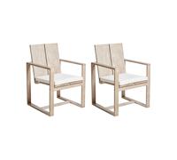 Set of 2 Garden Chairs with Cushions AZZANELLO Acacia Wood Off-White