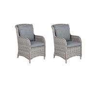 Beliani Set of 2 Garden Chairs with Cushions CASCAIS PE Rattan Grey, Grey