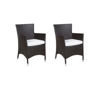 Beliani Set Of 2 Pe Rattan Garden Chairs Brown Italy