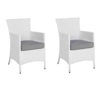 Beliani Set of 2 Garden Chairs with Cushions ITALY PE Rattan White, White