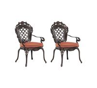 Set of 2 Garden Chairs with Cushions LIZZANO Metal Dark Brown