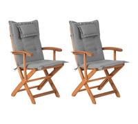 Set of 2 Garden Chairs with Cushions MAUI Wood Grey