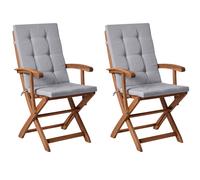 Set of 2 Garden Chairs with Cushions MAUI PREMIUM Acacia Wood Light Grey
