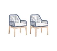 Beliani Set Of 2 Garden Chairs With Cushions Olbia Navy Blue