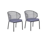 Beliani Set Of 2 Garden Chairs With Cushions Palmi Metal Grey