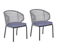 Beliani Set of 2 Garden Chairs with Cushions PALMI Metal Grey, Grey