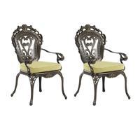 Beliani Set of 2 Garden Chairs with Cushions SAPRI Metal Dark Brown, Brown