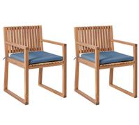 Set of 2 Garden Chairs with Cushions SASSARI PREMIUM Certified Acacia Wood Blue