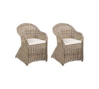 Set of 2 Garden Armchairs with Cushions SUSUA II Rattan Natural