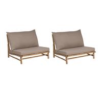 Set of 2 Garden Chairs with Cushions TODI Bamboo Taupe