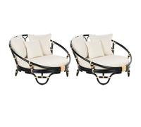 Set of 2 Garden Daybeds ROSSANO Rattan Black