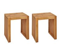 Set of 2 Garden Stools BELLANO Acacia Wood Brown