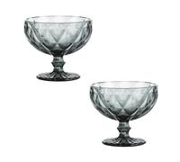 Set of 2 Gemstone Footed Sundae Dishes in Smoke Grey