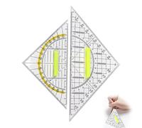 Set of 2 Geometry Triangles, Geometry Triangle with Handle, Triangle Flexible, Set Square Large, Drawing Triangle, Protractor, Triangular Scale, Geometry Grip Large Triangle for Students, Office