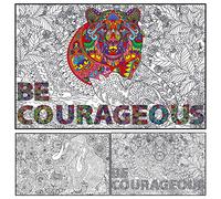 Set of 2 Giant Coloring Posters - Bear and Mammoth Wall Coloring Poster for Kids & Adults - Large Coloring Sheets for Group Activity - Huge Big Coloring Page - Jumbo Coloring for Table Floor