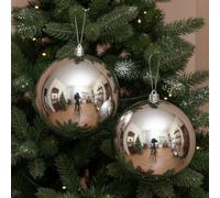 Set Of 2 Giant silver Christmas bauble - 20cm 200mm bauble - christmas tree decoration - round with silver ornament thread.