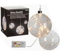 Set Of 2 Glass Bauble 10 Led Hanging With Switch Decor Bedroom Night Lamp Home