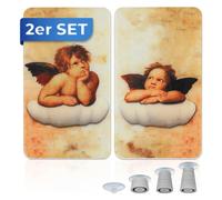 Set of 2 Glass Cover Plates Angel Design for Glass Ceramic Hobs 30x52 cm