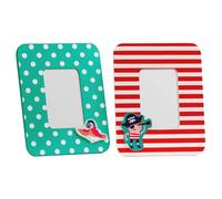 Set Of 2 Glass Pane 4 X 6 Inch Pirate And Parrot Photo Frame Image Display Decor
