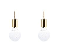 Set of 2 Glass Pendant Lamps Gold ANZA