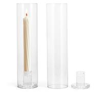 Set Of 2 Glass Taper Candle Holder, Glass Hurricane Candle Holders with Windproof 30cm Tall For Fireplace, Dining Room Decor