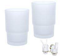 Set of 2 Glass Toothbrush Cups, Family Bathroom Cups, Replacement for Wall Mounted Toothbrush Holder, Bathroom Accessories (Matte)