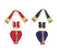 Set of 2 God Dhoti Dress Ganpati Krishna Set Poshak for God Dhoti Set for Statues of Home Mandir God Clothe Dress for Ganpati veshti Vastra Traditional Festival New year (Dhoti Size:- 4")(Pink,Blue)