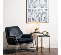 Set Of 2 Gold And Black Marble Tables