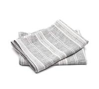 Set of 2 Graphite Linen Tea Towels Multistripe 46 x 65 cm, Made in Europe, Kitchen Linen, European linen, Machine Washable, Super Absorbent