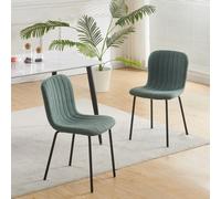 (SET OF 2, GREEN) 2/4/6Pcs Fabric Dining Chair with Metal Legs Bella