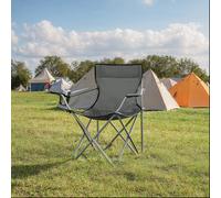 Set of 2 Green Foldable Camping Chairs with Armrest, Black