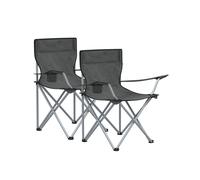 Set of 2 Green Foldable Camping Chairs with Armrest, Black