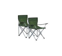 Set of 2 Green Foldable Camping Chairs with Armrest, Green