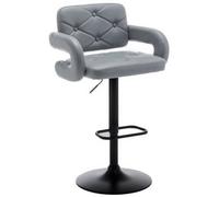 Set Of 2 Grey Bar Stools Plush Gas Lift , Breakfast Kitchen Bar Large Seat