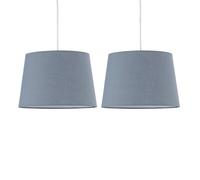 Set of 2 Grey Cotton 28cm Tapered Cylinder Pendant or Lamp Shades