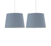 Set of 2 Grey Fabric Easy Fit Light Shades/Lampshades for Ceiling Light or Table Lamps, 28cm Diamater
