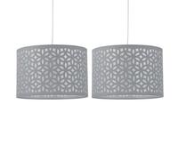 Set Of 2 Grey Laser Cut 30Cm Easy Fit Ceiling Light Shade Pendant Lightshades