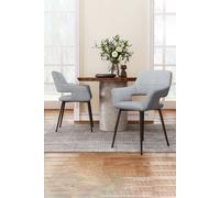Set of 2 Grey Linen Dining Chair with Metal Legs The hot sale Grey One Size