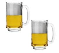 Set of 2 Half Pint Beer Glass Mugs 400ml - Classic Clear Lager, Cider & Ale Tankards - Durable Pub Style Drinking Glasses for Home, Bar & Club Use