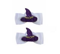 Set Of 2 Halloween Witches Hat Motif Jersey Ponio Bow Hair Bobbles.
