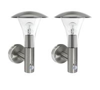 Set of 2 Halo - Stainless Steel Outdoor IP44 Motion Sensor Wall Lights