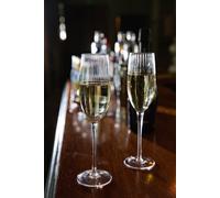 Set of 2 Handmade Ribbed Champagne Flutes in Gift Box BarCraft Clear One Size