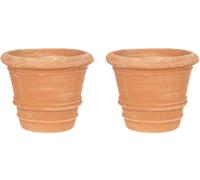 Set Of 2 Handmade Terracotta Planters 30x25cm Outdoor Garden Balcony Rustic