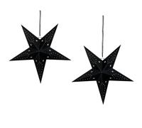 Set of 2 Hanging Decorations LED MOTTI 45 cm Star Black