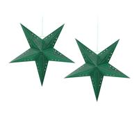 Set of 2 Hanging Decorations LED MOTTI Star 60 cm Emerald Green