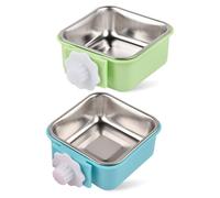 Set of 2 Hanging Feeding Bowl for Rabbits, Stainless Steel Hanging Water Bowl, Hanging Rabbit Bowls Set, Pet Hanging Bowl for Hamsters, Small Cats and Dogs