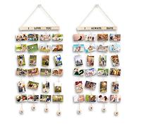 Set of 2 Hanging Photo Display with 40 Clips Photo Frames Multiple Pictures | DIY Photo Board Photo Pegs and String Collage Photo Holder mit Alphabet & Number Stickers Multi Photo Frames for Wall