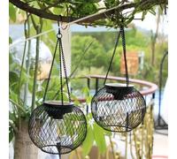 Set of 2 Hanging Solar Cage Lights - Outdoor Decor Garden Greatness Black 1 Pack